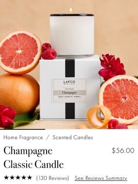 LAFCO luxury candle in champagne and grapefruit scent